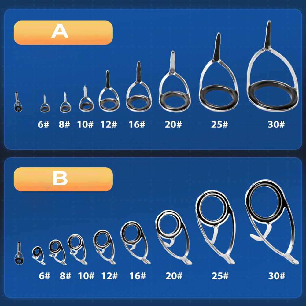 Fishing Rod Guide Replacement - 9ชิ้นชิ้นชิ้นชิ้นเบ็ดตกปลาไกด์เบ็ดตกปลาแหวนด้านบนปลายตาชุดคิทสแตนเลสสำหรับซ่อมแซมอาคาร