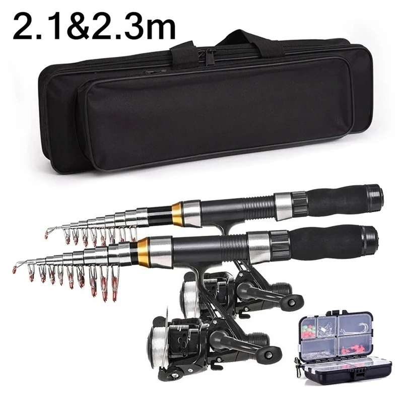 Fishing Rod Carbon Fiber - ชุดคันเบ็ดตกปลา BRAVMAK 2.1/2.3 เมตร แบบยืดหดได้ พร้อมรอก